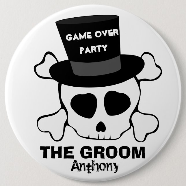 Lustiges Spiel über Partyschädel Button (Vorderseite)