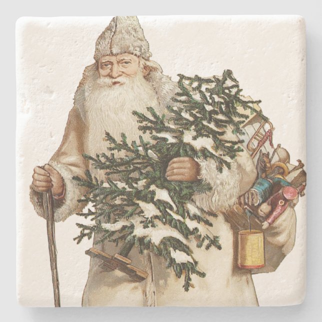 Lustiges St.-Nick mit Weihnachtsbaum Steinuntersetzer (Vorderseite)