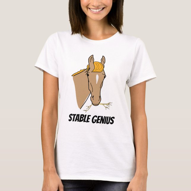 Lustiges stabiles Genie-Pferd Donald Trump T-Shirt (Vorderseite)