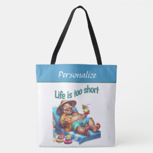 Lustiges Strand-Zitat Das Leben ist zu kurz Person Tasche