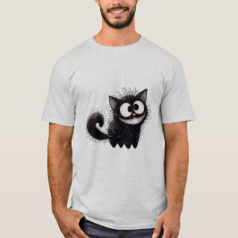 Lustiges struppiges schwarzes Katzengrinsen ✨🐾🖤 T-Shirt