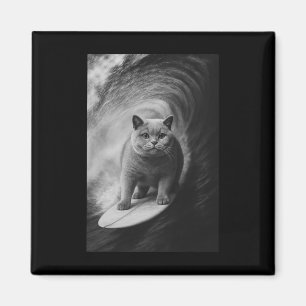Lustiges Surfen Britisch Kurzhaar Katze Selfie Str Magnet