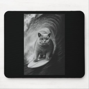 Lustiges Surfen Britisch Kurzhaar Katze Selfie Str Mousepad