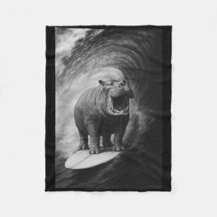 Lustiges Surfen Nilpferd Hippopotamus Selfie Safar Fleecedecke