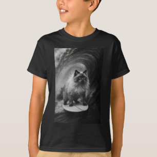 Lustiges Surfen Ragdoll Katze Selfie Auf Surfbrett T-Shirt