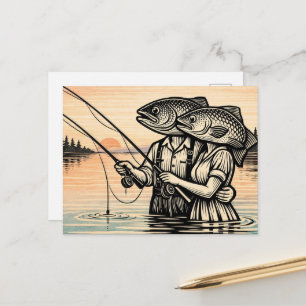 Lustiges surrealistisches Angelpaar Postkarte