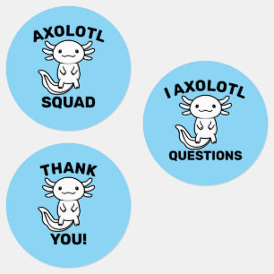 Lustiges süßes Axolotl-Team benutzerdefiniert edit Etiketten