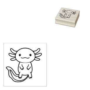Lustiges süßes Axolotl-Team individuell anpassbar Gummistempel