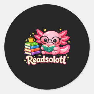 Lustiges süßes Bücherwurm-Axolotl liest Solotl Büc Runder Aufkleber