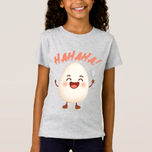Lustiges süßes Ei Cartoon Mädchen Fein Jersey T-Sh T-Shirt