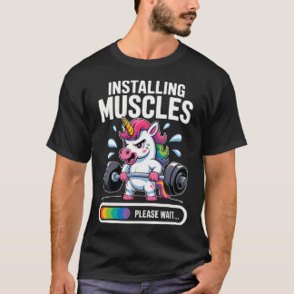 Lustiges süßes Einhorn-Workout-Gym-Fitness-Krafttr T-Shirt