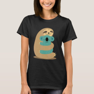 Lustiges süßes Faultier umarmt Koala-Geschenk T-Shirt