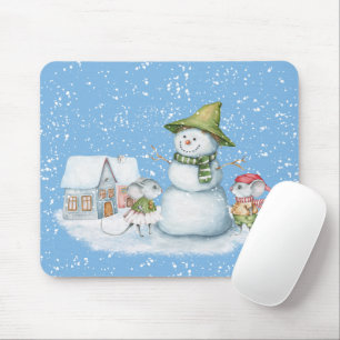 Lustiges Süßes Frohes Weihnachten Schnee Feiertag Mousepad