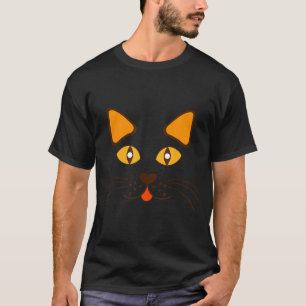 Lustiges süßes Halloween-Kostüm mit Katzen-Gesicht T-Shirt