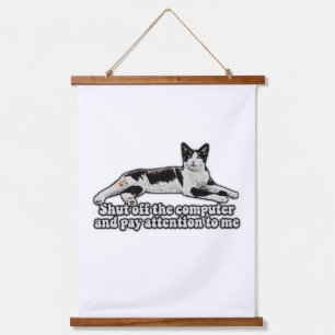 Lustiges süßes Katzen-Meme für Katzenbesitzer und Wandteppich Mit Holzrahmen