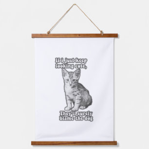 Lustiges süßes Katzen-Meme für Katzenbesitzer und Wandteppich Mit Holzrahmen