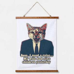 Lustiges süßes Katzen-Meme für Katzenmenschen und  Wandteppich Mit Holzrahmen