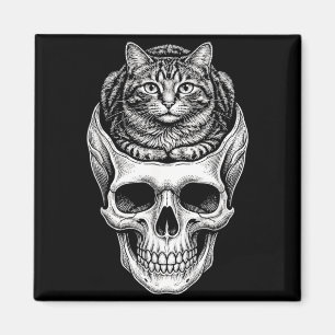 Lustiges süßes Katzen- und Totenkopf-Meme-Humor-Ku Magnet