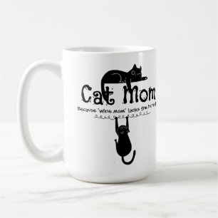Lustiges süßes Katzen-Wein-Mutter-Zitat-Typografie Kaffeetasse