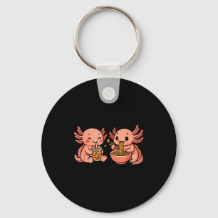 Lustiges Süßes Kawaii Axolotl isst Ramen Nudeln Schlüsselanhänger