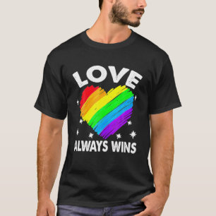 Lustiges süßes Regenbogen-Herz Liebe siegt Stolz L T-Shirt