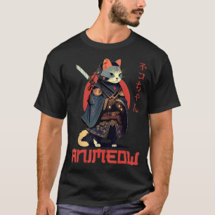 Lustiges süßes Samurai-Katzen-Ninja-Kostüm T-Shirt