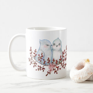 Lustiges süßes Vogelpaar - entzückende Wintervögel Kaffeetasse