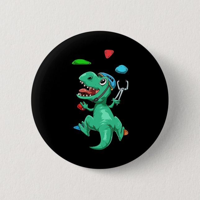 Lustiges T-Rex Boulder- und Klettergeschenk Button (Vorderseite)
