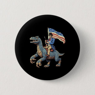 Lustiges T-Shirt Abe Lincoln Reitet Ein Dinosaurie Button