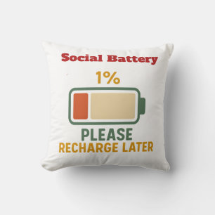 Lustiges T-Shirt mit dem Aufdruck "Soziale Batteri Kissen