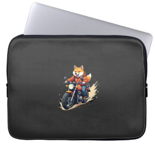 Lustiges T-Shirt, Shiba Inu, Motorrad, Hund, Puppe Laptopschutzhülle