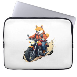 Lustiges T-Shirt, Shiba Inu, Motorrad, Hund, Puppe Laptopschutzhülle