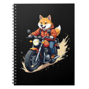 Lustiges T-Shirt, Shiba Inu, Motorrad, Hund, Puppe Notizblock