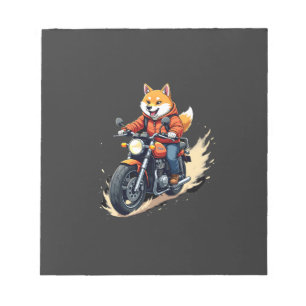 Lustiges T-Shirt, Shiba Inu, Motorrad, Hund, Puppe Notizblock