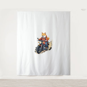 Lustiges T-Shirt, Shiba Inu, Motorrad, Hund, Puppe Wandteppich