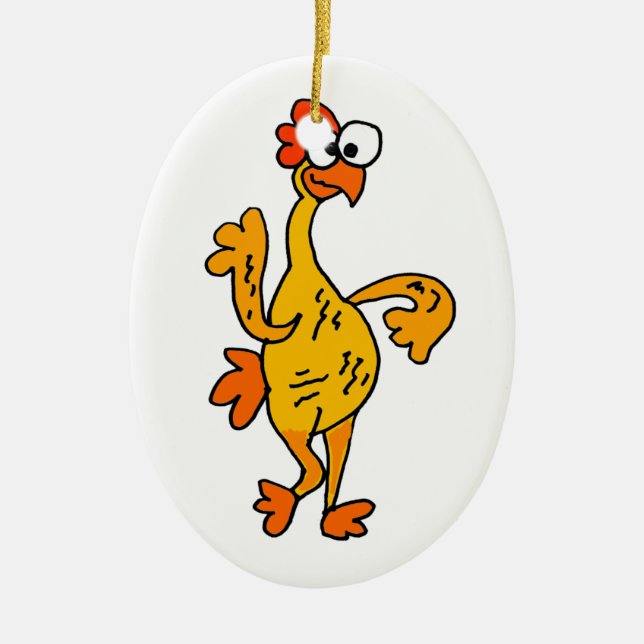 Lustiges Tanzen-Gummi-Huhn Keramikornament (Vorne)