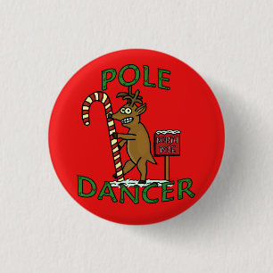 Lustiges Tänzer-Weihnachtsren-Wortspiel Button