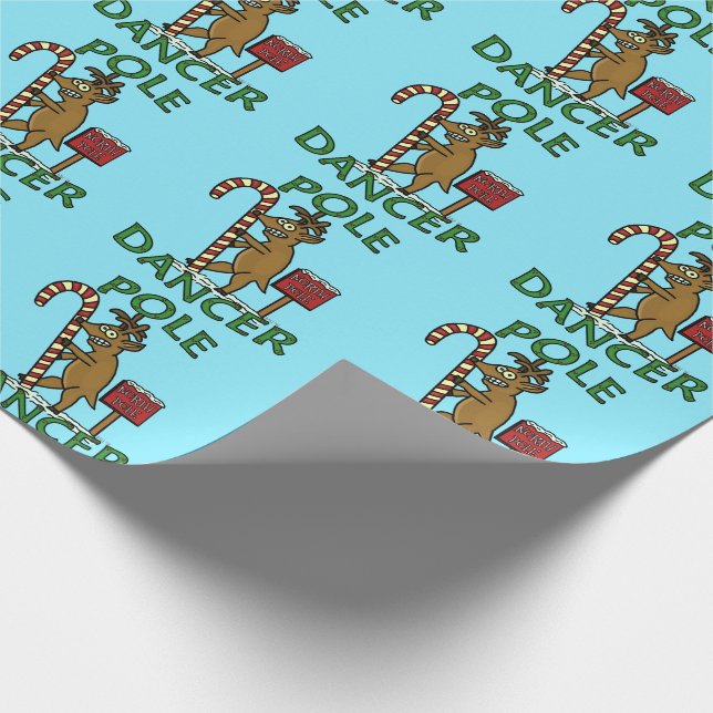 Lustiges Tänzer-Weihnachtsren-Wortspiel Geschenkpapier (Ecke)