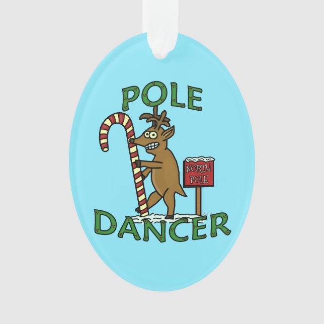 Lustiges Tänzer-Weihnachtsren-Wortspiel Ornament (Vorderseite)