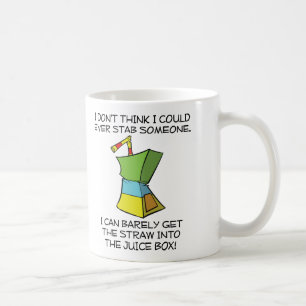 Lustiges Tasse mit Juice Boxes Erstechen