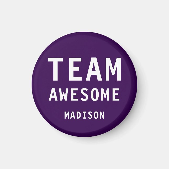 Lustiges Team Awesome Dunkelviolett Personalisiert Magnet (Vorne)