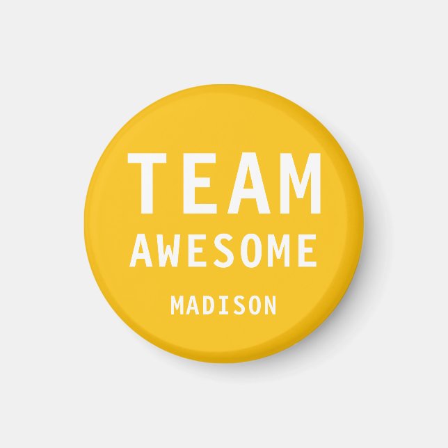Lustiges Team Awesome Gelb Orange Personalisierter Magnet (Vorne)