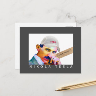 Lustiges Tesla-Porträt Postkarte