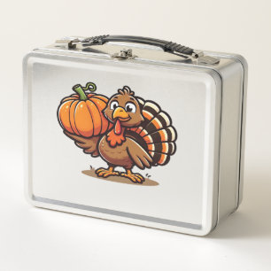 Lustiges Thanksgiving-Truthahn-Design Familie Fei Metall Brotdose