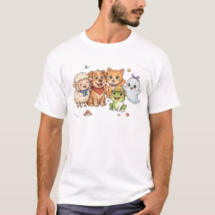Lustiges Tier-Gang-Shirt Süßes Schaf Hund Katze T-Shirt