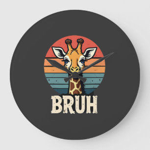 Lustiges Tier-Giraffe-Meme-Face-Festive-Weihnachts Große Wanduhr