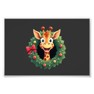 Lustiges Tier-Giraffe-Meme-Gesicht Festive Weihnac Fotodruck