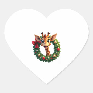 Lustiges Tier-Giraffe-Meme-Gesicht Festive Weihnac Herz-Aufkleber