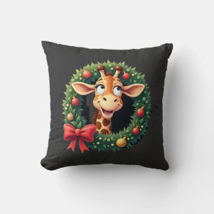 Lustiges Tier-Giraffe-Meme-Gesicht Festive Weihnac Kissen