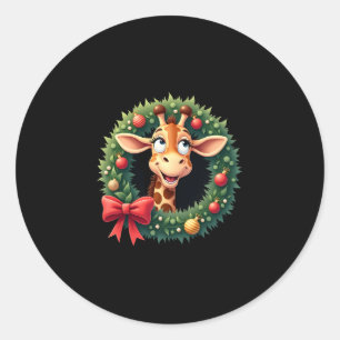 Lustiges Tier-Giraffe-Meme-Gesicht Festive Weihnac Runder Aufkleber